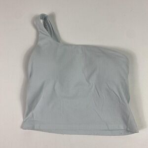 Lululemon One Shoulder Sports Bra Womens 4 Light Blue Ribbed Crop Tank Top